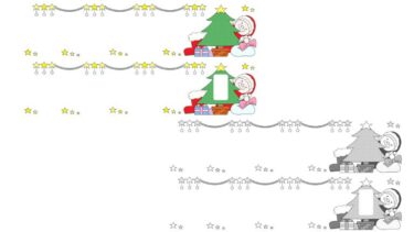 【おたより名称なし・月表示なし】ひょっこりサンタのおたよりタイトルイラスト（カラー・モノクロ）